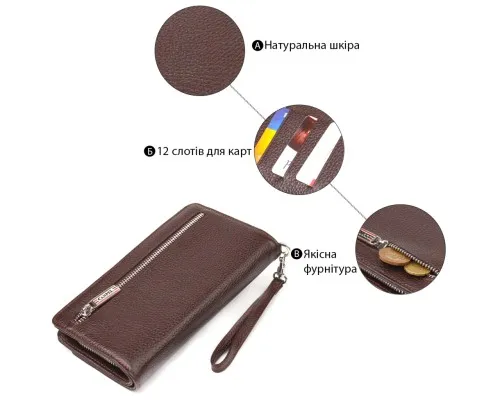Портмоне Canpellini З натуральної шкіри Коричневе (21537)