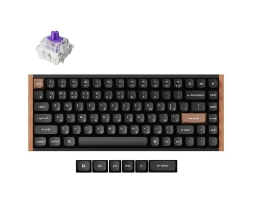 Клавіатура Keychron K2HE Gateron Double-Rail Magnetic Nebula Hot-swap QMK Wireless/Bluetooth/USB-А UA Wood/Black (K2H-F1-UA)