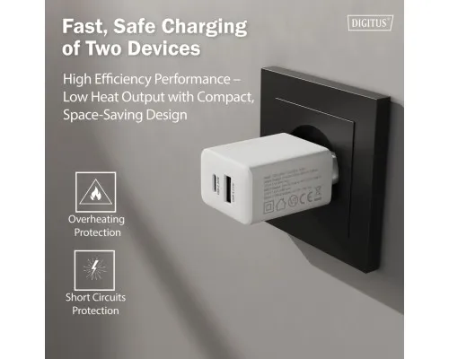 Зарядний пристрій Digitus 1xUSB-C + 1xUSB 30W GaN (DA-10301)