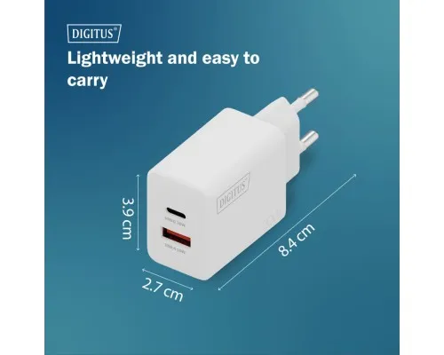 Зарядний пристрій Digitus 1xUSB-C + 1xUSB 30W GaN (DA-10301)