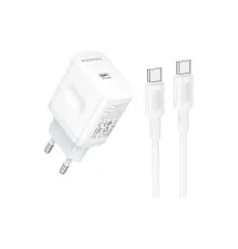 Зарядний пристрій BOROFONE USB-C PD20W + cable USB-C to USB-C white (6941991121371)