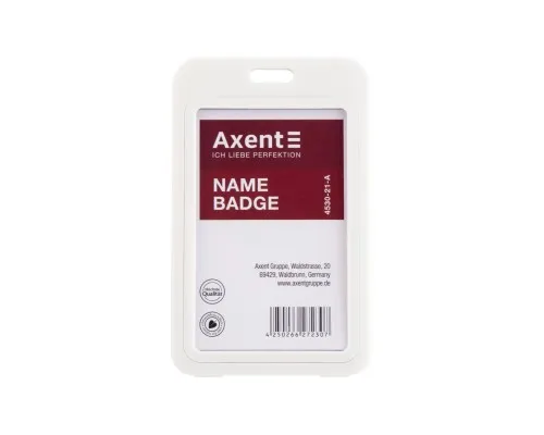 Бейдж Axent вертикальний, PP, 50х85мм, білий (4530-21-A)