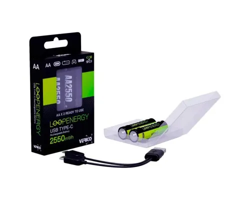 Акумулятор Verico AA USB Type-C 1700mAh 1.5V Li-ion * 2 (LoopEnergy) (1UDBT-A1WEA2-NN)