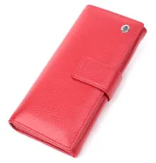 Гаманець ST Leather На чотири відділення для купюр із натуральної шкіри Червоний (22549)