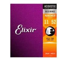 Струни для гітари Elixir 11027 Nanoweb 80/20 Bronze Acoustic Custom Light (11-52) (236029)