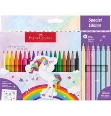 Фломастери Faber-Castell Єдиноріг 18 кольорів + 6 пастельних металиків + наклейки у картонній коробці (32633)
