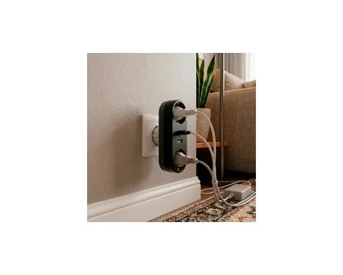 Мережевий розгалужувач EUROELECTRIC X2 16A 2xUSB Black з заземленням (EE-2/2USB-16A(black))