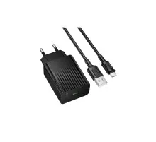 Зарядний пристрій BOROFONE USB QC3.0 + cable USB to Micro 5P black (6941991122651)
