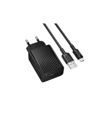 Зарядний пристрій BOROFONE USB QC3.0 + cable USB to Micro 5P black (6941991122651)