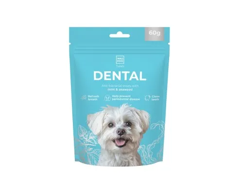 Ласощі для собак WAUDOG Treats Dental Паличка для чистки зубів з м'ятою та водоростями 60 г (4459)
