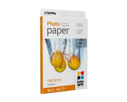 Фотопапір ColorWay A4 180г glossy 50л (PG180050A4)