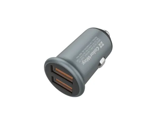 Зарядний пристрій ColorWay 2USB Quick Charge 3.0 (36W) Gray (CW-CHA036Q-GR)