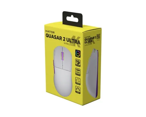 Мишка Hator Quasar 2 Ultra 4K Wireless/Bluetooth/USB White/Lilac (HTM571WL)