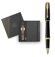 Ручка пір'яна Parker URBAN 17 Muted Black GT  FP F + блокнот Parker + подар.упаковка GIFT24 (30 011b24)