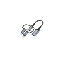 Перехідник OTG USB 3.0 AF to USB-C + Micro 5P + Lightning 0.11m 60W XoKo (XK-AC-155)