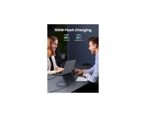Дата кабель USB-C to USB-C 3.0m 100W L512 gray Ugreen (45065)
