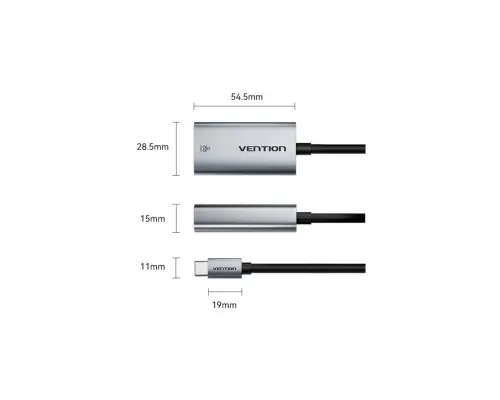 Перехідник USB-C to RJ45 Ethernet 1000Mbps black VENTION (CFPHB)
