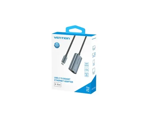 Перехідник USB-C to RJ45 Ethernet 1000Mbps black VENTION (CFPHB)