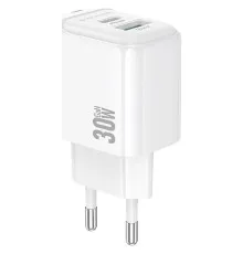 Зарядний пристрій BOROFONE BAS45A 1xUSB-C PD30W + 1xUSB QC3.0 white (6941991113871)