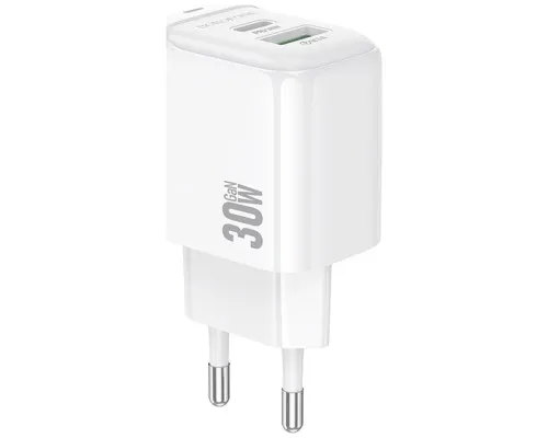 Зарядний пристрій BOROFONE BAS45A 1xUSB-C PD30W + 1xUSB QC3.0 white (6941991113871)