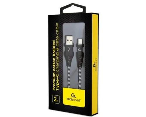 Дата кабель USB 2.0 AM to USB-C 2.0m Cablexpert (CC-USB2B-AMCM-2M-BW)