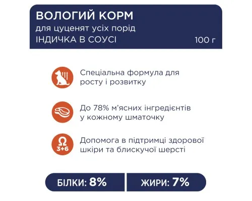 Вологий корм для собак Club 4 Paws для цуценят з індичкою в соусі 100 г (4820215363198)