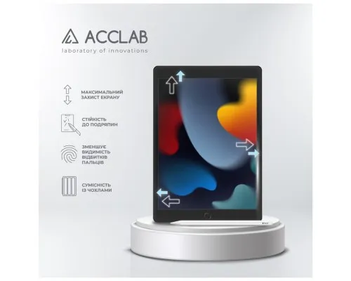 Скло захисне ACCLAB Full Glue Apple iPad 10.2/9th 2021 10.2" (1283126575631)