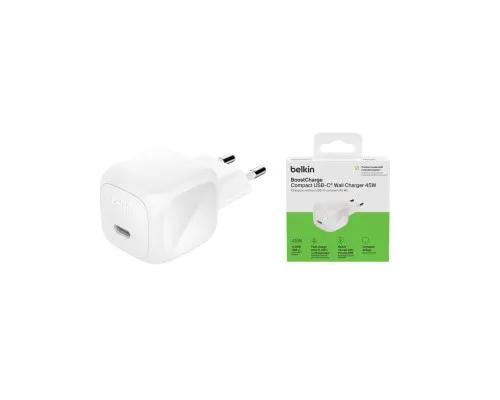 Зарядний пристрій Belkin USB-C PD45W PPS white (WCA013KQWH)