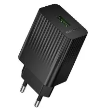 Зарядний пристрій BOROFONE BAS72A USB QC3.0 18W black (6941991122637)