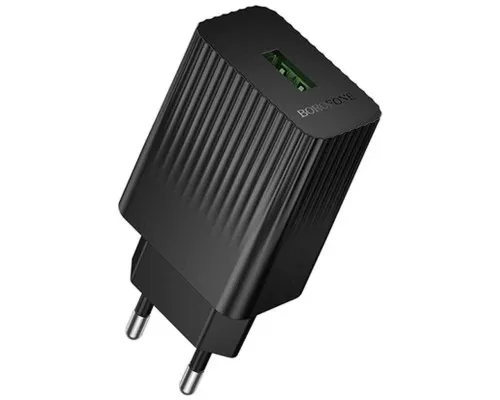 Зарядний пристрій BOROFONE BAS72A USB QC3.0 18W black (6941991122637)