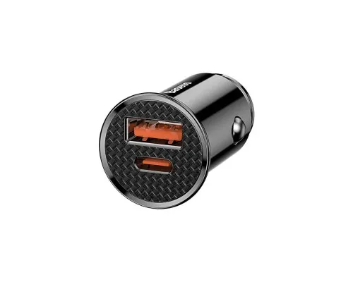 Зарядний пристрій Baseus Circular Plastic USB, Type-C PD3.0, QC4.0, black (CCALL-YS01)