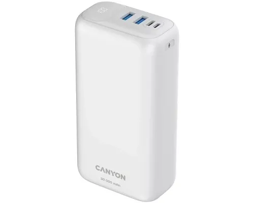 Батарея універсальна Canyon PB-301 30000mAh PD/20W, QC/3.0 (CNE-CPB301W)