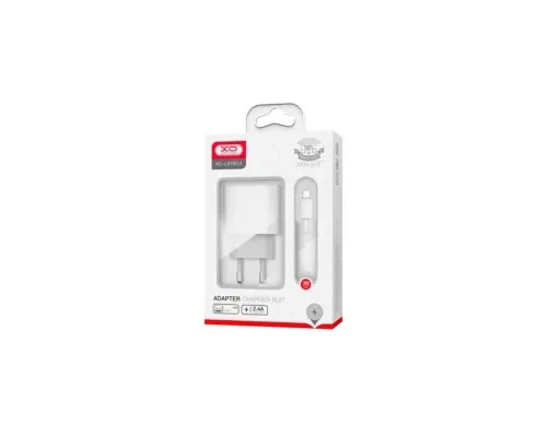 Зарядний пристрій XO L97 (1Type-C/1USB/2.4A) + USB - MicroUSB White (XO-L97-MC)