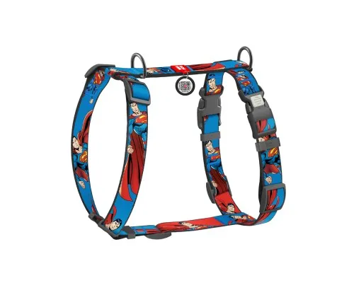 Шлея для собак WAUDOG Nylon H-подібна з QR-паспортом "Сила Супермена", пластиковий фастекс XL (346-1079)