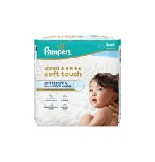 Дитячі вологі серветки Pampers Aqua Soft Touch 3x60 шт (180 шт) (8006530139953)