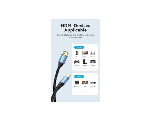 Кабель мультимедійний HDMI M to HDMI M 2.0m V2.0 4K60Hz blue VENTION (ALHSH)
