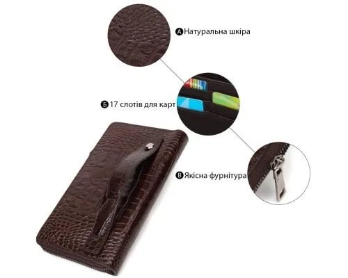 Гаманець Bond Accessories З одним відділенням з натуральної шкіри Коричнева (22028)