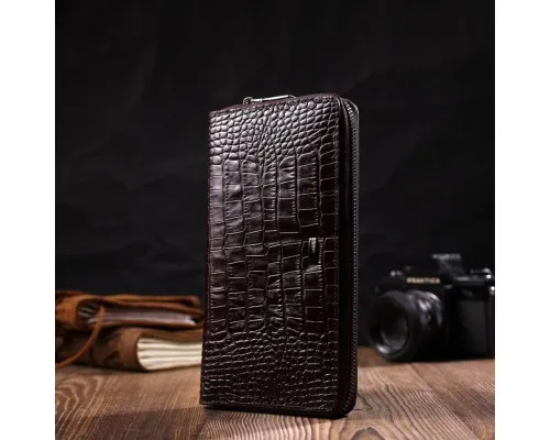 Гаманець Bond Accessories З одним відділенням з натуральної шкіри Коричнева (22028)