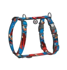 Шлея для собак WAUDOG Nylon H-подібна з QR-паспортом "Сила Супермена", пластиковий фастекс М (344-1079)