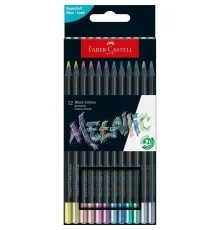 Олівці кольорові Faber-Castell Black Edition Сolour Pencils Metallic 12 кольорів (116415) (32446)