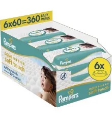 Дитячі вологі серветки Pampers Aqua Soft Touch 6x60 шт (360 шт) (8006530140133)