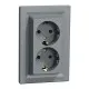 Розетка Schneider Electric ASFORA із заземленням подвійна сталь 16А (EPH9900162)