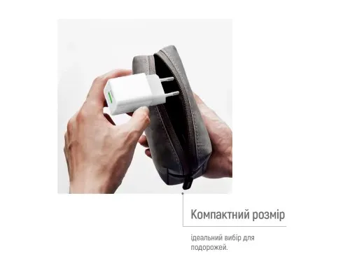 Зарядний пристрій ColorWay GaN Mini 30W PD Port PPS USB (Type-C PD + USB QC4.0) cable Type-C (CW-CHS053PDC-WT)