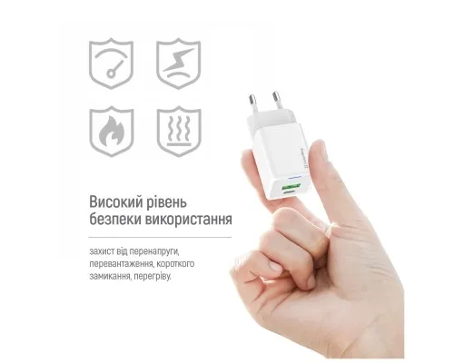 Зарядний пристрій ColorWay GaN Mini 30W PD Port PPS USB (Type-C PD + USB QC4.0) cable Type-C (CW-CHS053PDC-WT)