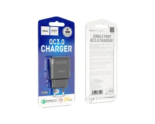 Зарядний пристрій HOCO C72Q Glorious USB QC3.0 18W Black (6931474732507)