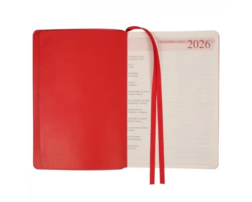 Тижневик Leo planner А5 датований 2026 "Vitto", м‘який, червоний, 368 сторінок (252643)