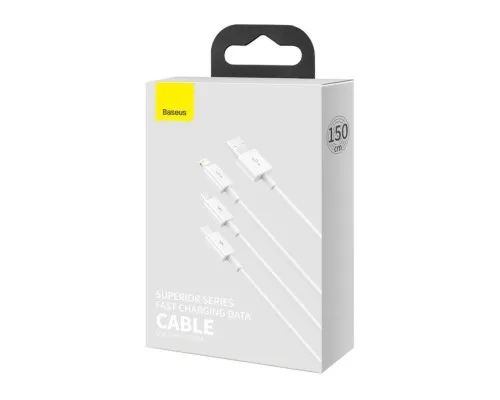 Дата кабель USB 2.0 AM to Lightning + Micro 5P + USB-C 1.5m 3.5A white Baseus (CAMLTYS-02)