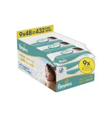 Дитячі вологі серветки Pampers Aqua Soft Touch 9x48 шт (432 шт) (8006530140010)