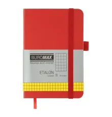 Книга записна Buromax ETALON 95 х 140 мм, 96 аркушів, клітинка, червоний (BM.296160-05)