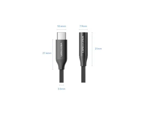 Перехідник USB-C to 3.5mm M black VENTION (BIIBA)